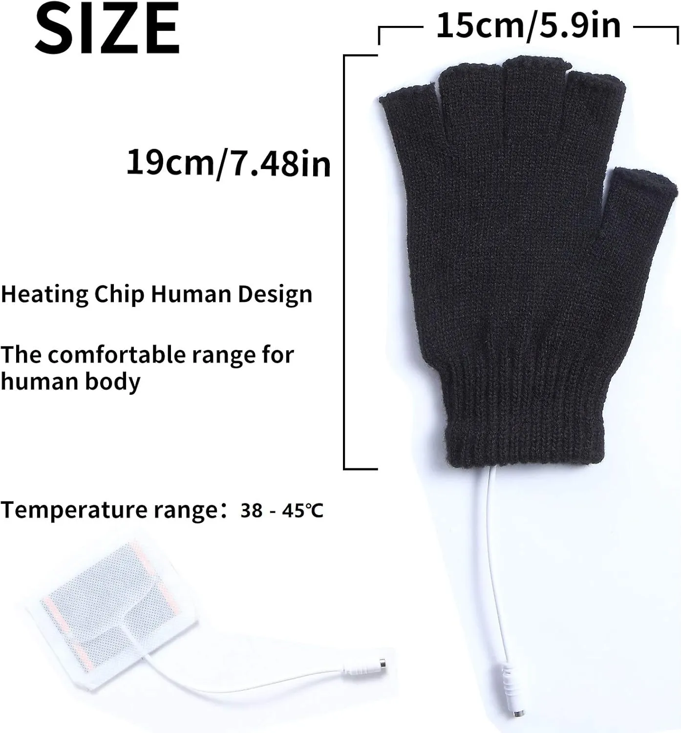 2 Pairs USB Heated Gloves for Men and Women, USB 2.0 Powered Stripes Heating Pattern Knitting Wool Design Winter Gift