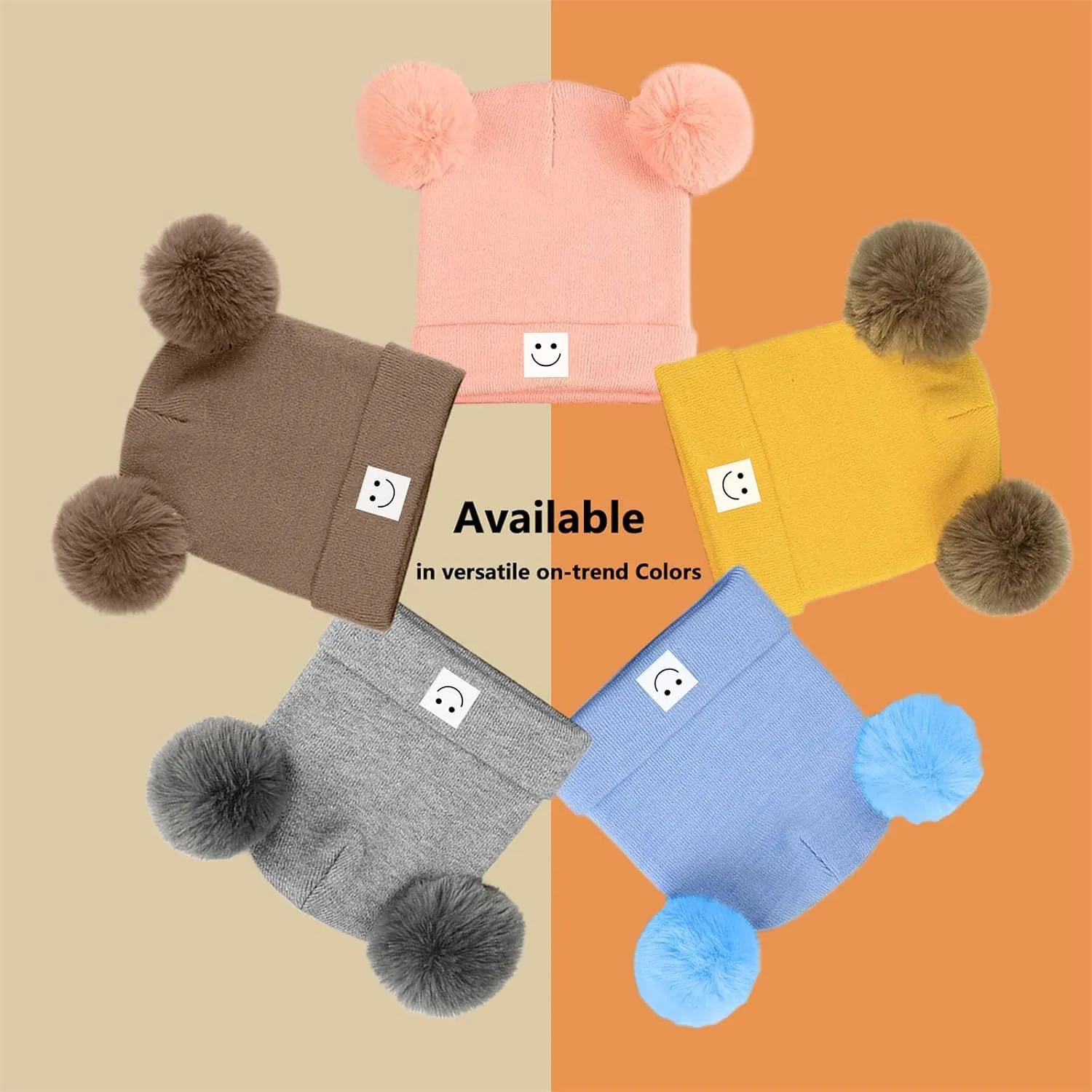 Baby Beanie Hat Toddler Infant Winter Knitted Hat Kids Soft Warm Pom Pom Beanie Cap for Boys Girls