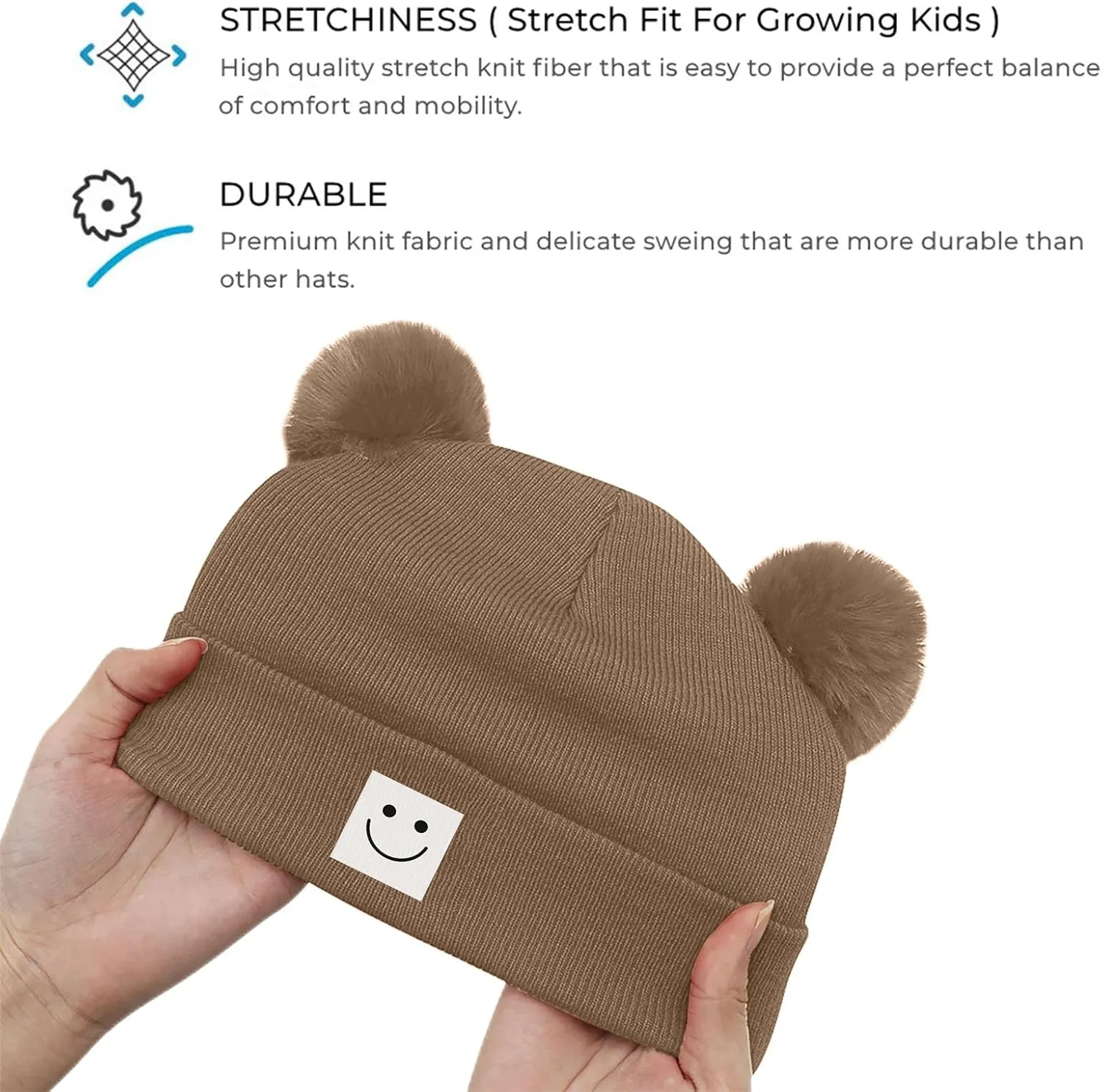 Baby Beanie Hat Toddler Infant Winter Knitted Hat Kids Soft Warm Pom Pom Beanie Cap for Boys Girls