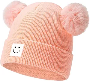 Baby Beanie Hat Toddler Infant Winter Knitted Hat Kids Soft Warm Pom Pom Beanie Cap for Boys Girls