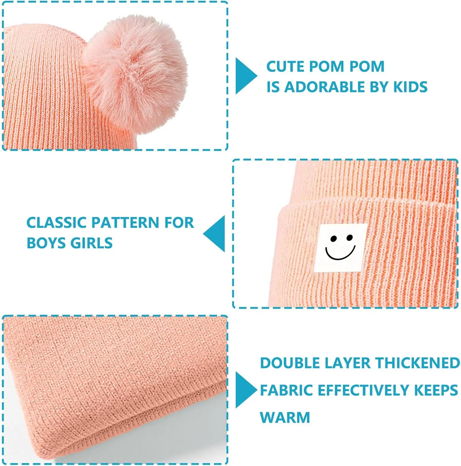 Baby Beanie Hat Toddler Infant Winter Knitted Hat Kids Soft Warm Pom Pom Beanie Cap for Boys Girls