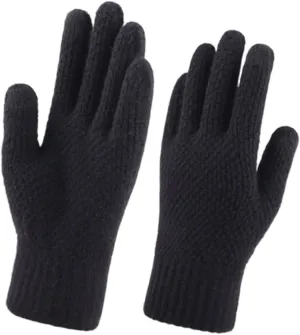 Beaupretty 1Pair Men's Winter Touch Screen Gloves Thick Plush Knitted Mitten for Cold Weather Black Finger Gloves Comfortable and Windproof for Outdoor Activities
