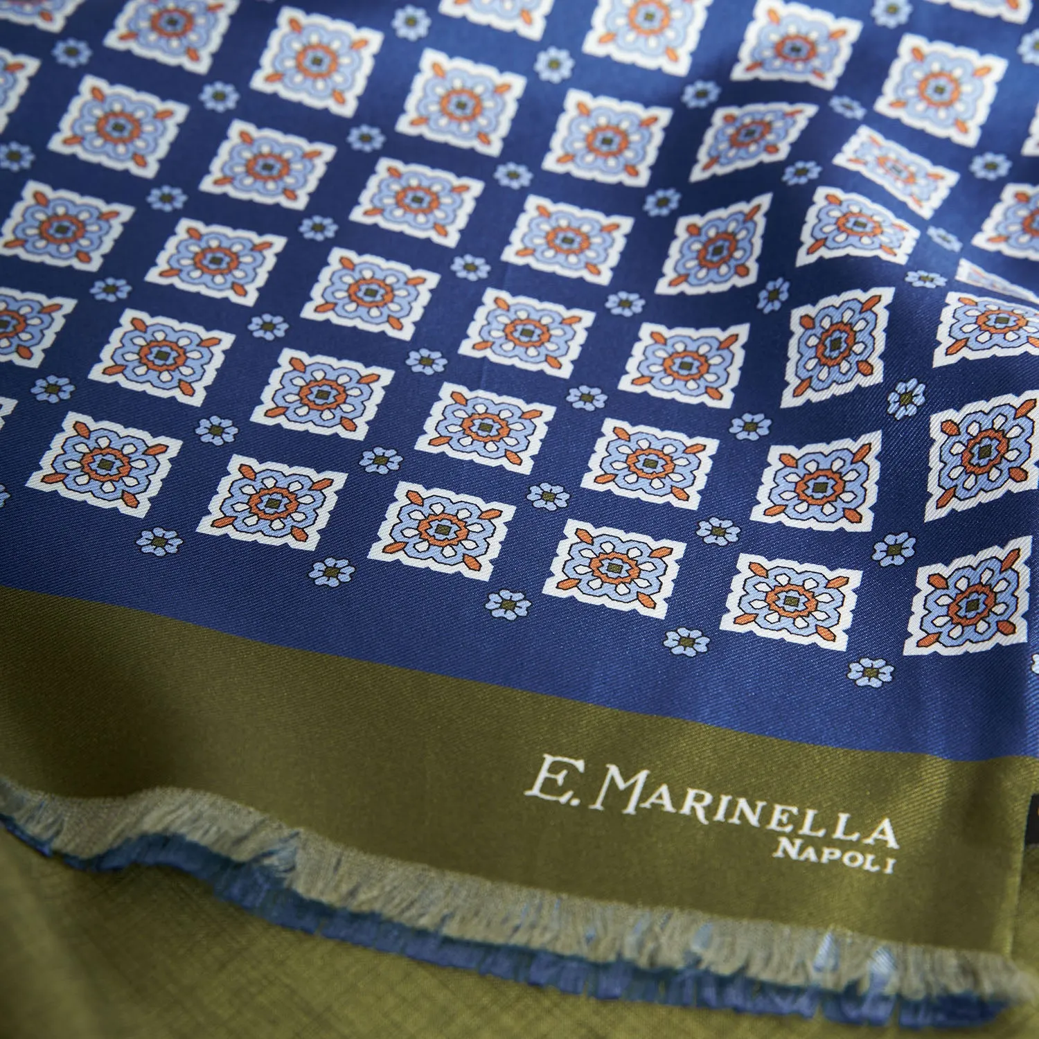 BLUE AND GREEN DOUBLE SILK SCARF