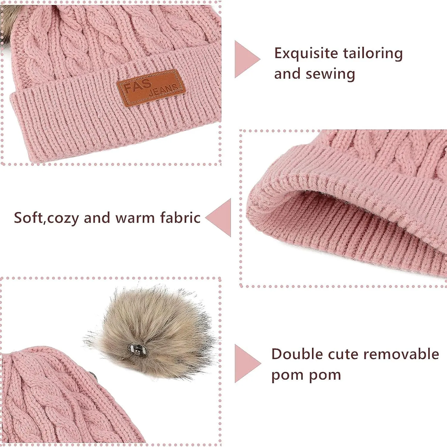 Century Star Baby Girl Hats Winter Cute Baby Beanie for Girls Boys Knit Baby Hats Warm Infant Toddler Beanie Pom Pom Cap