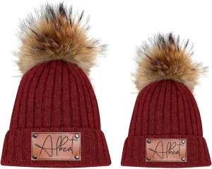 Custom Baby Beanies Winter Hats for Boys Girls - Personalized Pompom Toddler Beanies with Name for Kids Adults