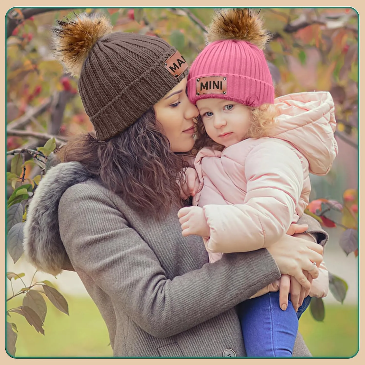 Custom Baby Beanies Winter Hats for Boys Girls - Personalized Pompom Toddler Beanies with Name for Kids Adults