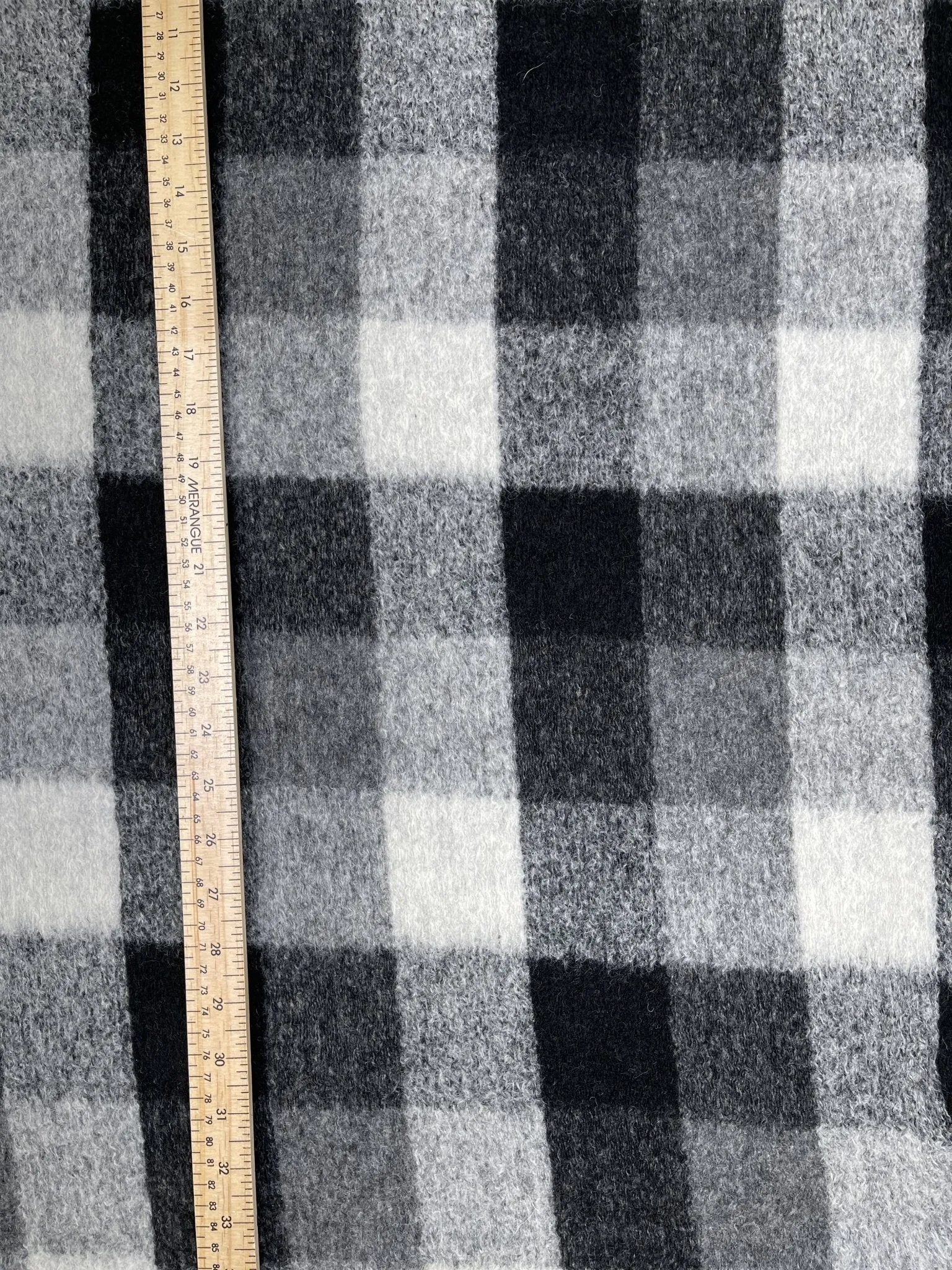 Designer Printed Grey Checks Wool Fabric