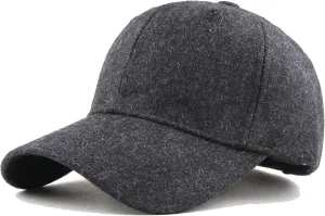 FGSS Mens Winter-Woolen Baseball-Cap with Earflaps - Adjustable Warm Dad Cap for Cold Weather (56-60CM)