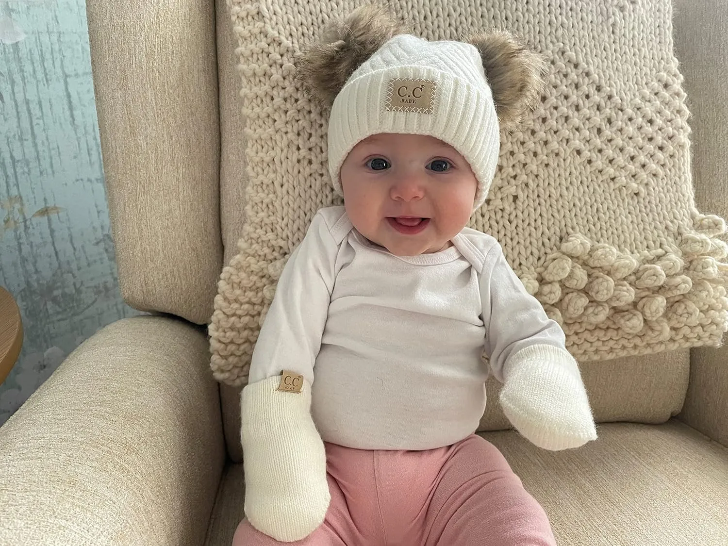 Funky Junque Baby Beanie Hat - Soft Knit Winter Cap with Double Pom Pom - Easter Pastels, Classic Solids, Value Packs