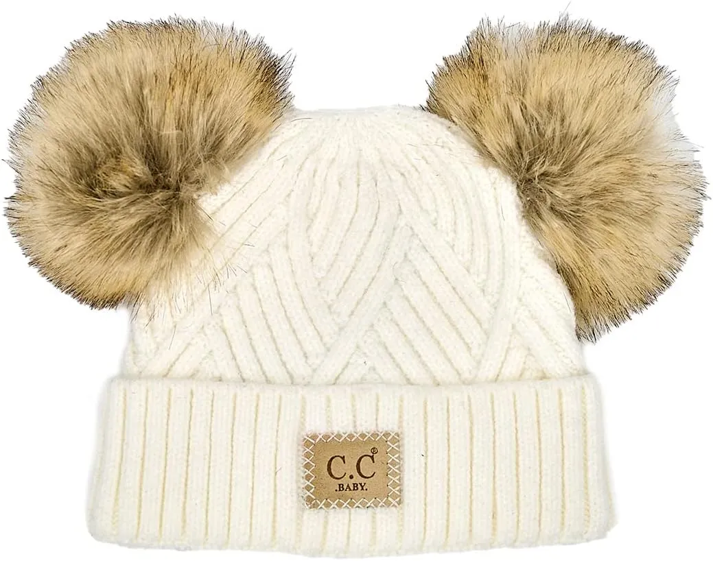 Funky Junque Baby Beanie Hat - Soft Knit Winter Cap with Double Pom Pom - Easter Pastels, Classic Solids, Value Packs