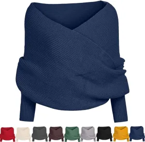 Scarf with Sleeves for Women - Knitted Cable Wrap,Shrugs for Women,Knitted Wrap,Sweater Shawl with Sleeves