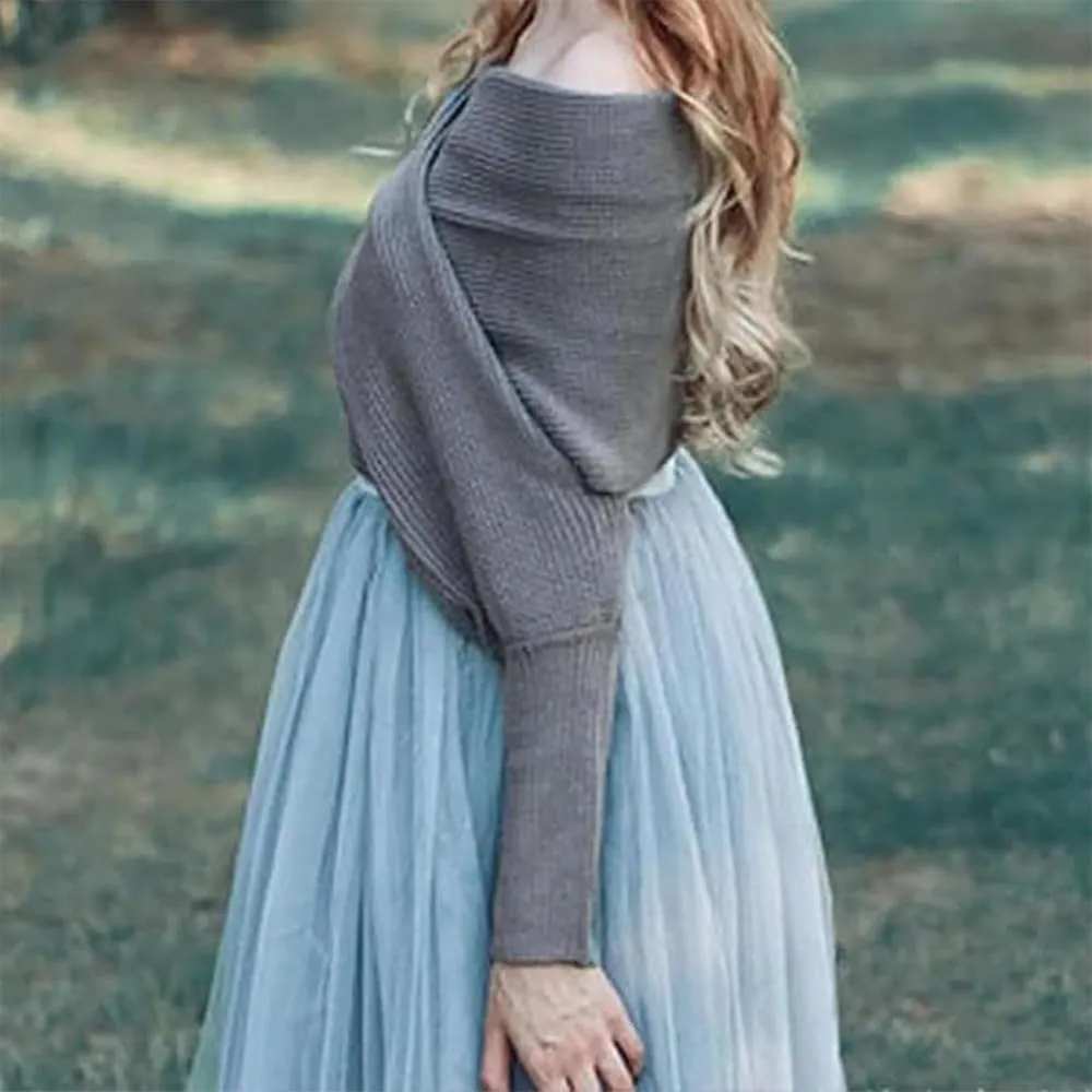 Scarf with Sleeves for Women - Knitted Cable Wrap,Shrugs for Women,Knitted Wrap,Sweater Shawl with Sleeves