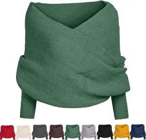 Scarf with Sleeves for Women - Knitted Cable Wrap,Shrugs for Women,Knitted Wrap,Sweater Shawl with Sleeves