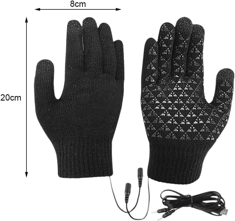 USB Electric Heated Gloves Winter Warm Glove Liners Touch Screen Mittens Windproof Warm Knitted Glove Motorcycle Bicycle Gloves