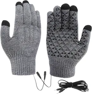 USB Electric Heated Gloves Winter Warm Glove Liners Touch Screen Mittens Windproof Warm Knitted Glove Motorcycle Bicycle Gloves