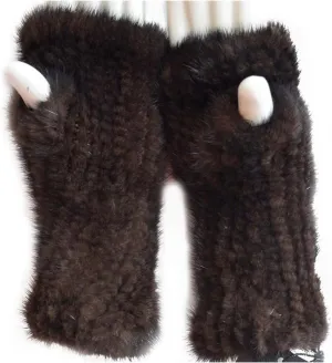 Valpeak Womens Winter Mittens Knitted Mink Fur Gloves Fingerless Arm Warmers Cold Weather Elasticity