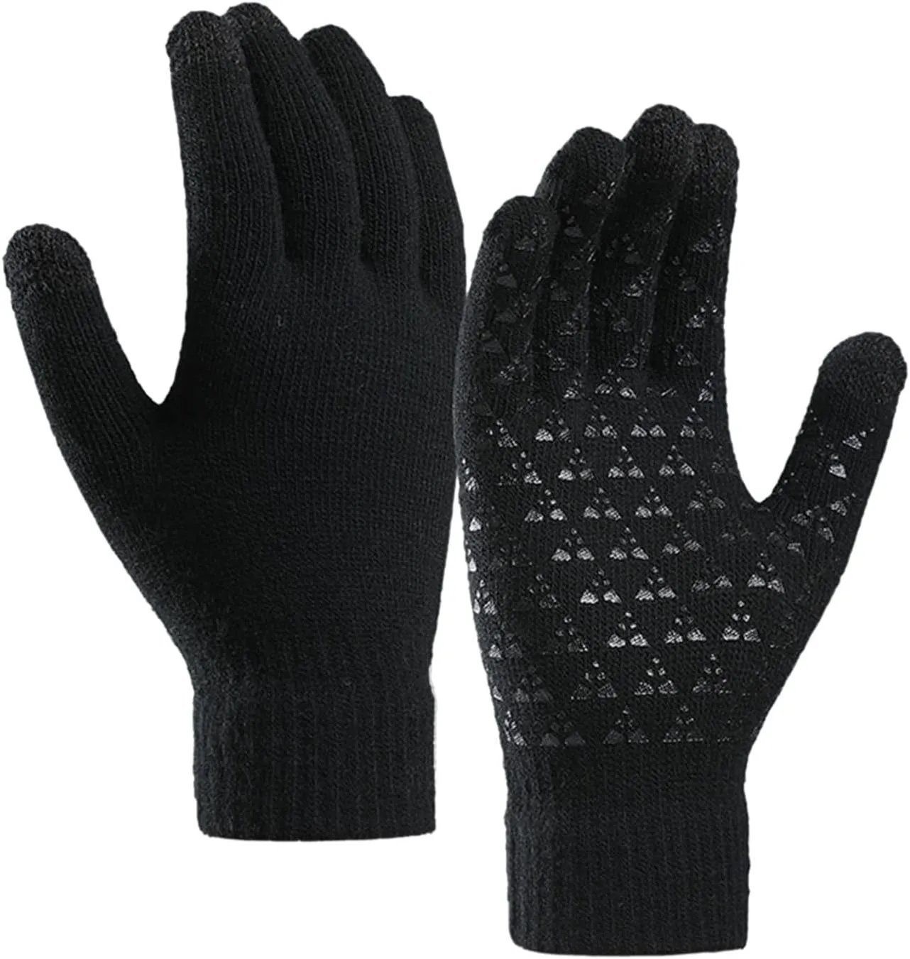 Winter Gloves Men,Full Fingers Touch Screen Thermal Knit Lining Warm Gloves for Driving Hiking Kids Cold Weather