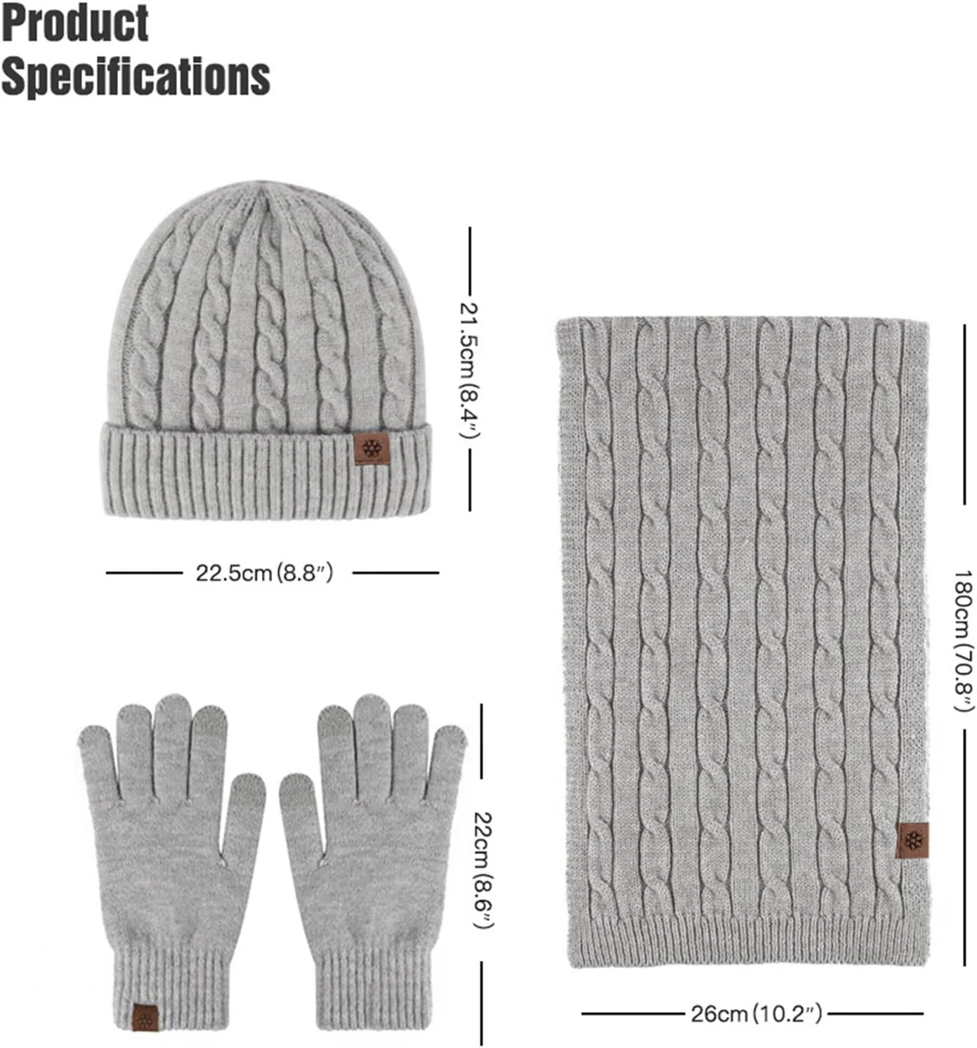 Women Men Winter Beanie Hat Scarf Gloves Warm Fleece Knit Winter Hats Touch Screen Gloves Neck Scarf Set Winter Gifts