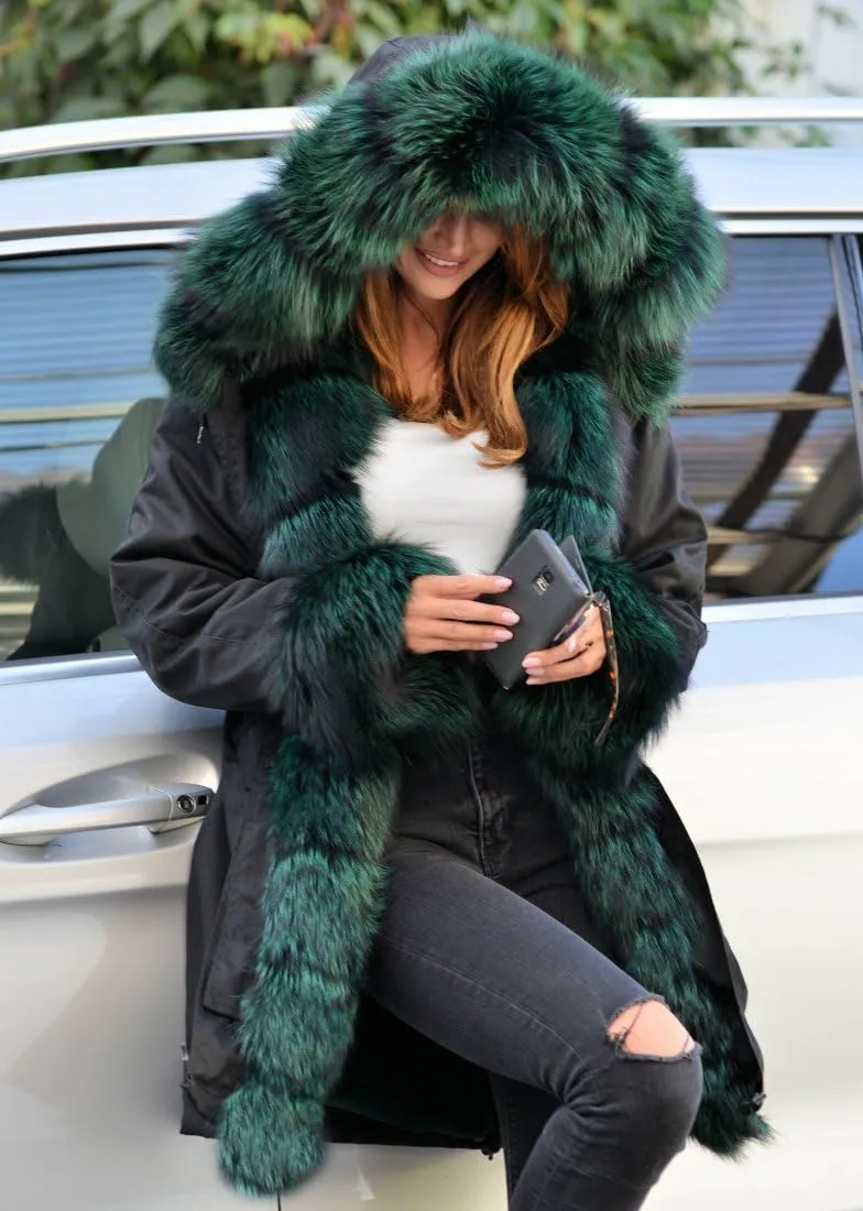 Women's Faux Fur Lined Coat Hooded Warm Winter Outwear Thicken Jackets Parka Long Cardigan